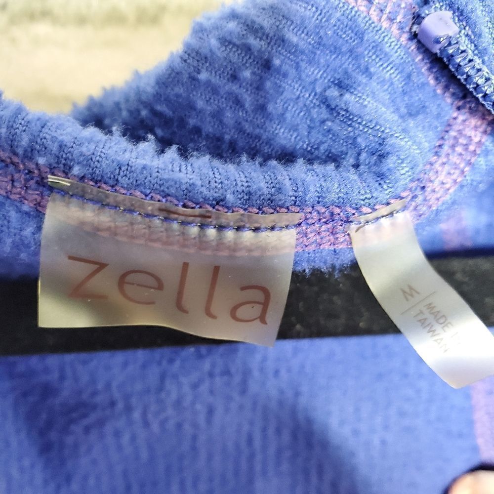 Zella ribbed half zip hooded jacket blue size medium - Picture 4 of 8